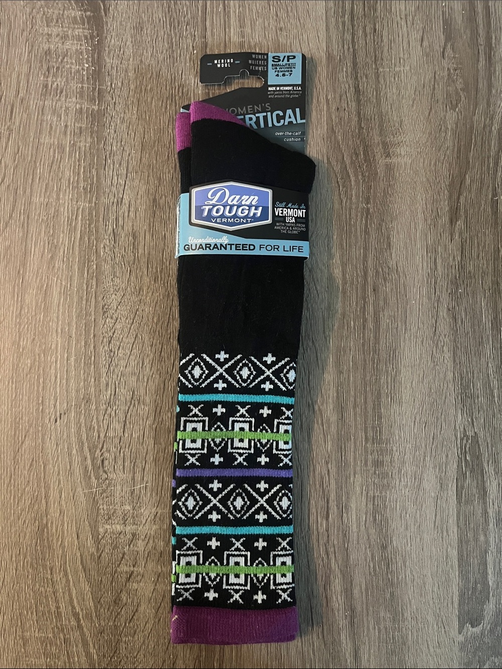 Darn Tough Women's Black Patterned Over-the-Calf Socks - Size S/P